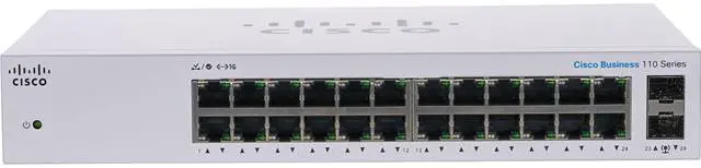 Main image of Cisco Business CBS110-24T Unmanaged Switch, 24 Port GE, 2 x 1G SFP Shared, Limited Lifetime Protection (CBS110-24T-NA)