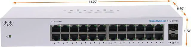 Alt view image 2 of 3 - Cisco Business CBS110-24T Unmanaged Switch, 24 Port GE, 2 x 1G SFP Shared, Limited Lifetime Protection (CBS110-24T-NA)
