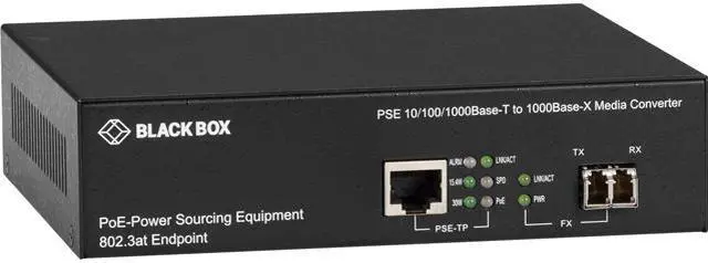 Main image of Black Box LPS500A-MM-LC-R3 LPS500 Series Gigabit Ethernet (1000-Mbps) PoE Media Converter
