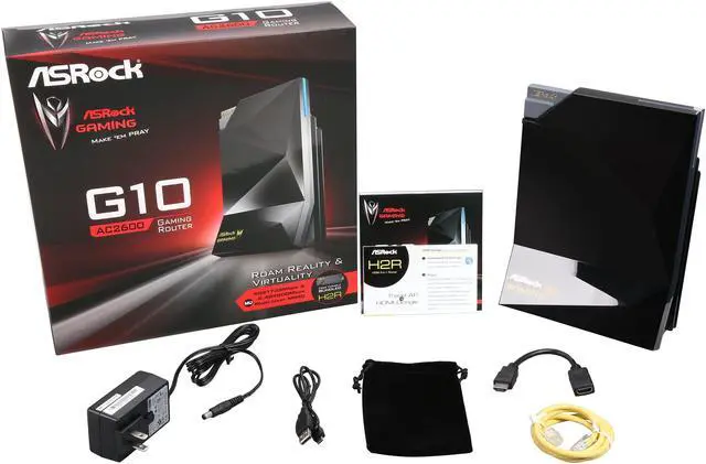 Alt view image 6 of 6 - ASRock G10 AC2600 Gaming Router (DD-WRT Support) + H2R 2-in-1 Travel Router (Airplay)