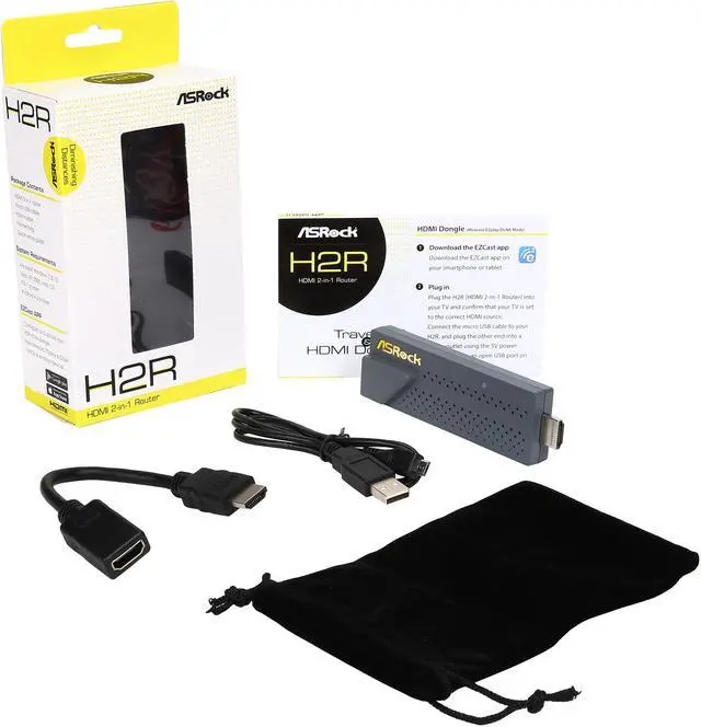 Alt view image 7 of 7 - ASRock 2-in-1 N300 Travel Router + AirPlay / DLNA / Miracast HDMI Dongle, EZCAST Compatiable