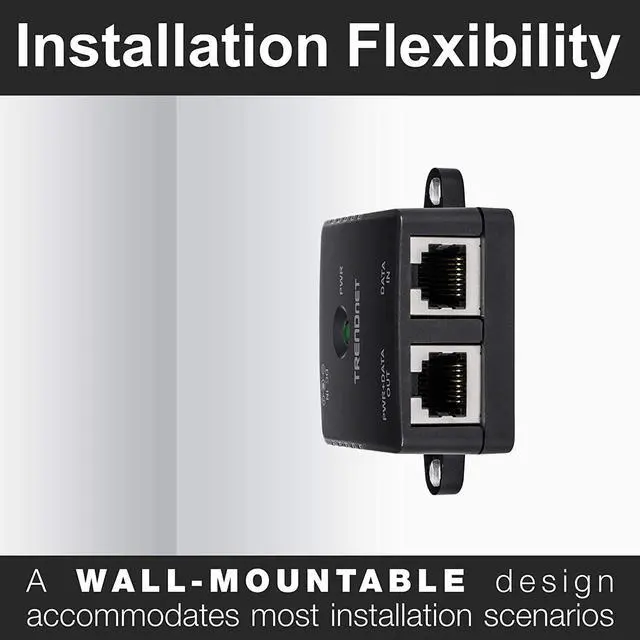 Alt view image 5 of 8 - TRENDnet Gigabit Power Over Ethernet Injector, Full Duplex Gigabit Speeds, 1 x Gigabit Ethernet Port, 1 x PoE Gigabit Ethernet Port, Network Devices Up To 100M (328 ft), 15.4W, Black, TPE-113GI