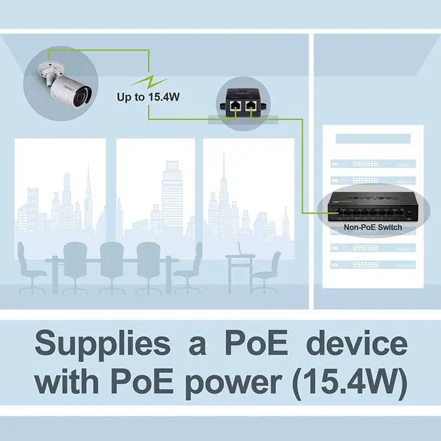 Alt view image 6 of 8 - TRENDnet Gigabit Power Over Ethernet Injector, Full Duplex Gigabit Speeds, 1 x Gigabit Ethernet Port, 1 x PoE Gigabit Ethernet Port, Network Devices Up To 100M (328 ft), 15.4W, Black, TPE-113GI