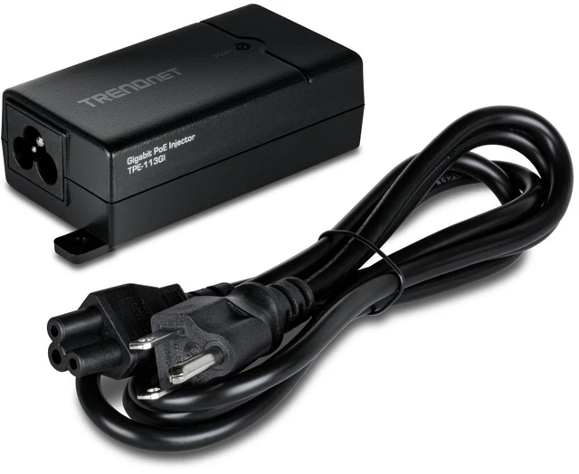 Alt view image 5 of 5 - TRENDnet Gigabit Power Over Ethernet Injector, Full Duplex Gigabit Speeds, 1 x Gigabit Ethernet Port, 1 x PoE Gigabit Ethernet Port, Network Devices Up To 100M (328 ft), 15.4W, Black, TPE-113GI