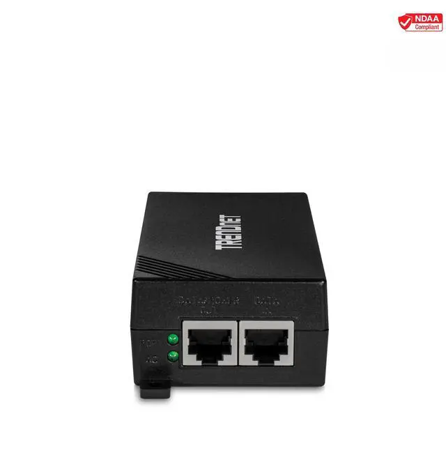 Main image of TRENDnet Gigabit Power Over Ethernet Plus Injector, Converts Non-Poe Gigabit To Poe+ Or PoE Gigabit, Supplies PoE (15.4W) Or PoE+ (30W) Power Network Distances Up To 100M (328 ft.), Black, TPE-115GI