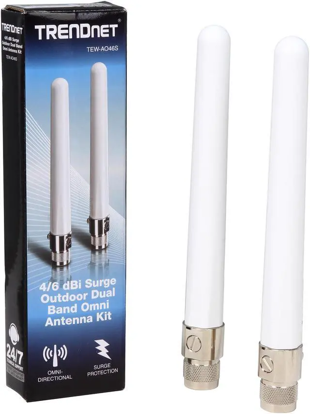Alt view image 5 of 5 - TRENDnet 4/6 dBi Surge Outdoor Dual Band Omni Antenna Kit, Replaceable Surge Protection Fuse, TEW-AO46S