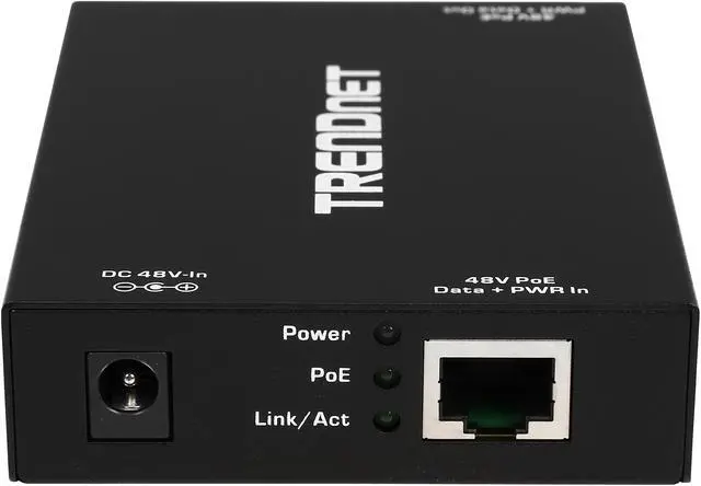 Alt view image 3 of 6 - TRENDnet Gigabit PoE+ Repeater/Amplifier, 1 x Gigabit PoE+ In Port, 1 x Gigabit PoE Out Port, Extends 100m For Total Distance Up To 200m (656 ft), Supports PoE(15.4W) & PoE+(30W), Black, TPE-E100
