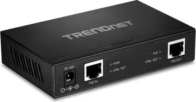 Alt view image 4 of 6 - TRENDnet Gigabit PoE+ Repeater/Amplifier, TPE-E110, Extender, 1 x Gigabit PoE+ In Port, 1 x Gigabit PoE Out Port, Extends 100m for Distance Up to 200m (656 ft), Supports PoE (15.4W) & PoE+ (30W)
