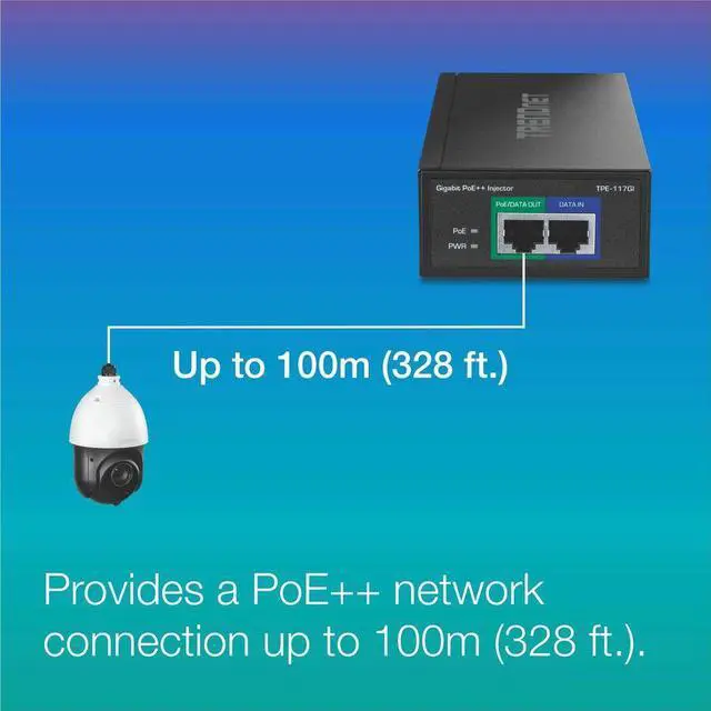 Alt view image 7 of 9 - TRENDnet Gigabit Ultra PoE+ Injector, TPE-117GI