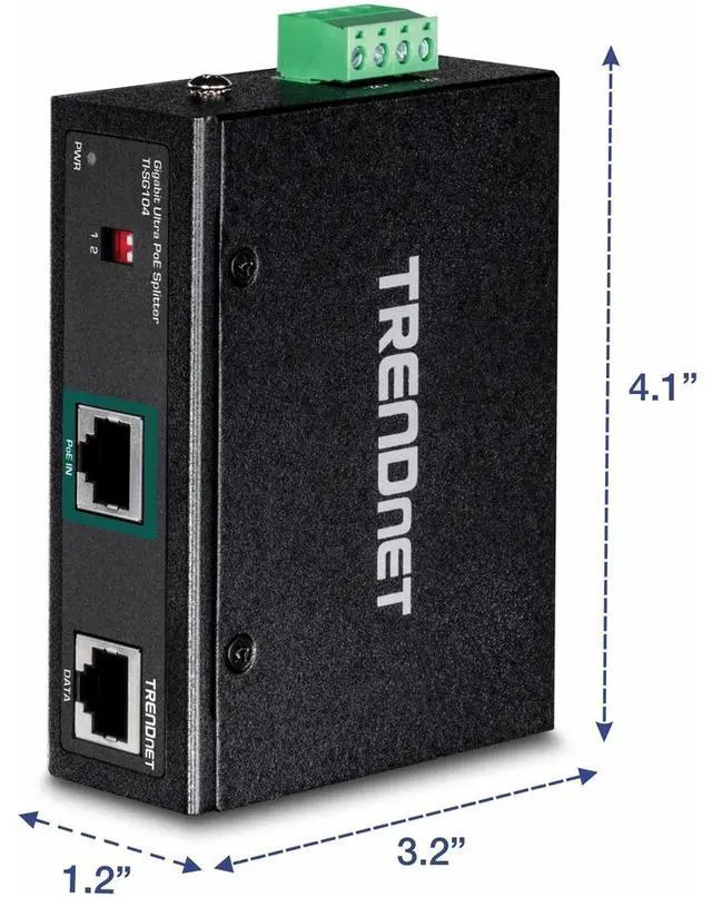 Alt view image 6 of 6 - TRENDnet Industrial Gigabit UPoE Splitter, Dual DC Power Outputs, DIN-Rail or Wall-Mountable, Adjustable Voltage Output, TI-SG104