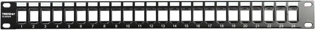 Alt view image 3 of 6 - TRENDnet 24-Port Blank Keystone 1U Patch Panel, 1U 19" Metal Rackmount Housing, Recommended With TC-K25C6 & TC-K50C6 Cat6 Keystone Jacks (Sold Separately), Black, TC-KP24
