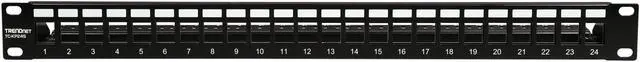 Alt view image 2 of 7 - TRENDnet 24-Port Blank Keystone Shielded 1U Patch Panel, 1U 19" Rackmount Housing, Protects Against EMI/RFI Noise, Recommended With TC-K06C6A Cat6A Keystone Jacks (Sold Separately), Black, TC-KP24S