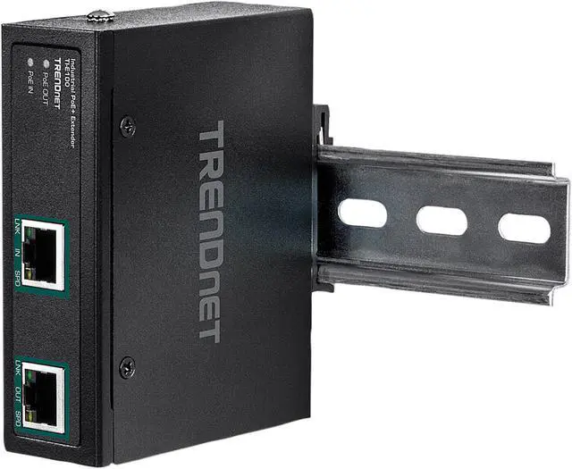 Alt view image 5 of 5 - TRENDnet Industrial Gigabit PoE+ Extender, TI-E100, Single Port PoE, Power Over Ethernet, Supports PoE (15.4W) and PoE+ (30W), Extends 100m, Cascade 2 Units for Distance Up to 300m (984 ft.), IP30