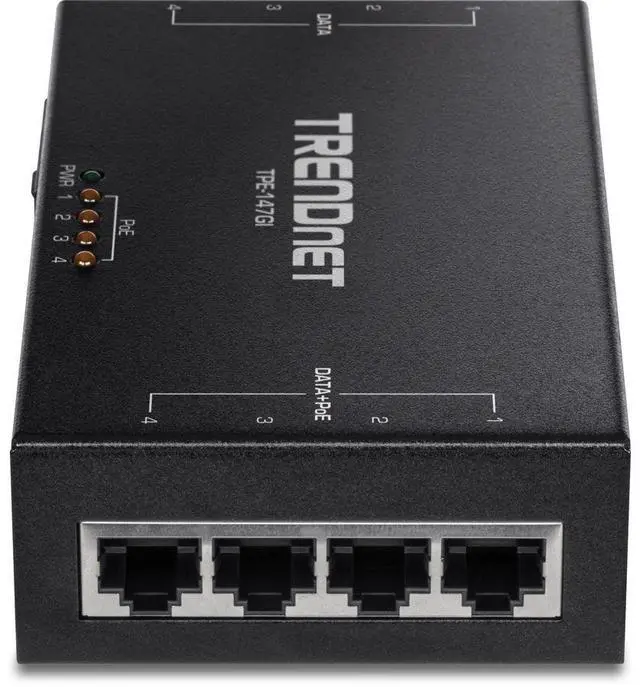 Alt view image 4 of 6 - TRENDnet 65W 4-Port Gigabit PoE+ Injector, TPE-147GI