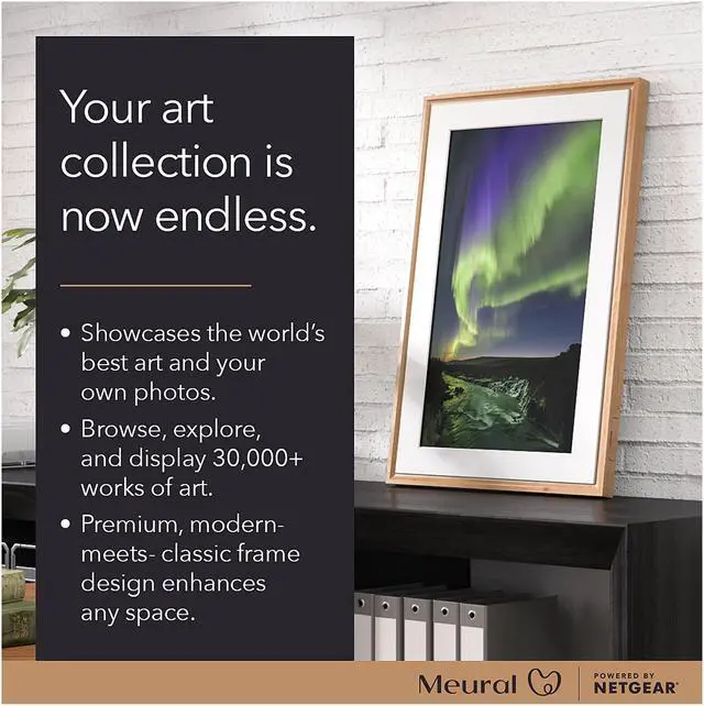 Alt view image 2 of 5 - NETGEAR Meural 21.5" Photo, Art, and NFT Digital Canvas with Built-in Wi-Fi (MC321LW-100PAS) - Birch