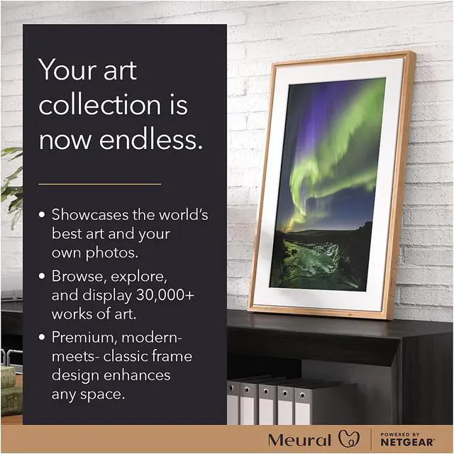 Alt view image 2 of 5 - NETGEAR Meural 27" Photo, Art, and NFT Digital Canvas with Built-in Wi-Fi (MC327BL-100PAS) - Black