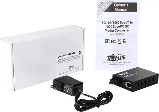 Alt view image 7 of 6 - Tripp Lite Fiber Optic - 10/100/1000 to 1000BaseLX SC Gigabit Multimode Media Converter, 2km, 1310nm (N785-001-SC)
