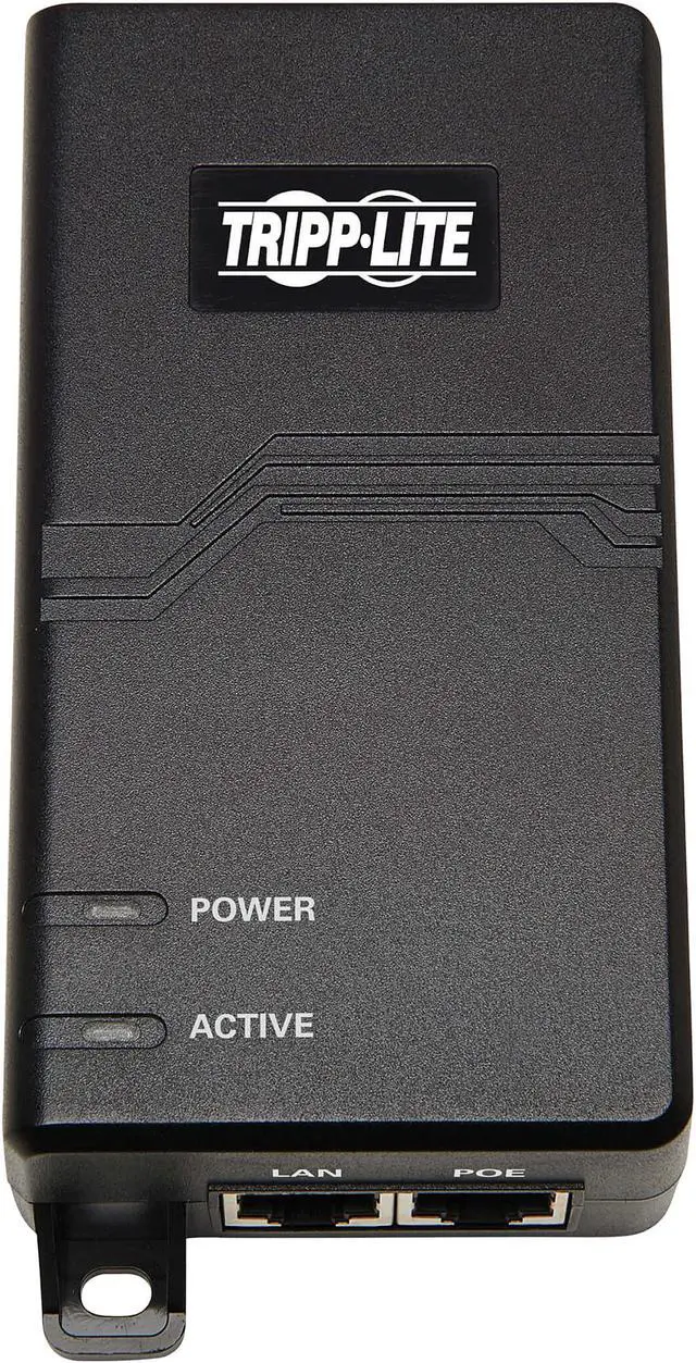 Alt view image 3 of 6 - Tripp Lite NPOE-30W-1G-INT Gigabit PoE+ Midspan Active Injector - IEEE 802.3at/802.3af, 30W, 1 Port, International Plug Adapter