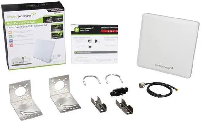 Alt view image 5 of 5 - Amped Wireless AD14EX High Power 14dBi Directional Outdoor WiFi Antenna Kit