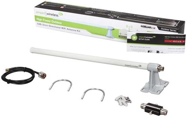 Alt view image 5 of 5 - Amped Wireless A8EX High Power 8dBi Omni-Directional Outdoor WiFi Antenna Kit