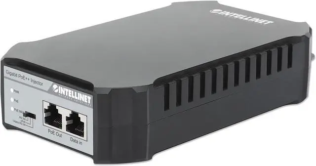 Main image of Intellinet Gigabit PoE++ Injector, One 95 W Port, IEEE 802.3bt (4PPoE) Compliant, Plastic Housing, Wall-mount Option