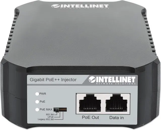 Alt view image 3 of 9 - Intellinet Gigabit PoE++ Injector, One 95 W Port, IEEE 802.3bt (4PPoE) Compliant, Plastic Housing, Wall-mount Option