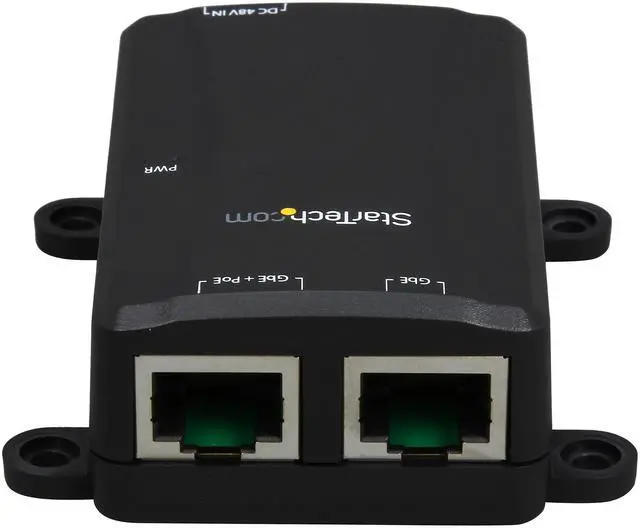 Alt view image 3 of 5 - StarTech.com 1 Port Gigabit PoE Power over Ethernet Injector 48V / 30W - 802.3at / 802.3af - Wall-Mountable