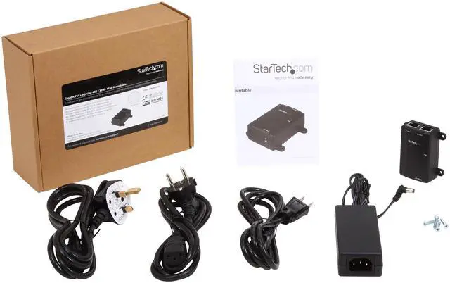 Alt view image 5 of 5 - StarTech.com 1 Port Gigabit PoE Power over Ethernet Injector 48V / 30W - 802.3at / 802.3af - Wall-Mountable