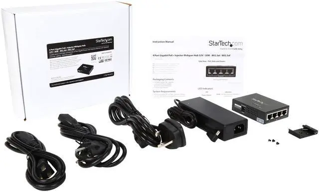 Alt view image 7 of 7 - StarTech POEINJ4G 4-port Gigabit midspan - PoE+ injector - 802.3at / af