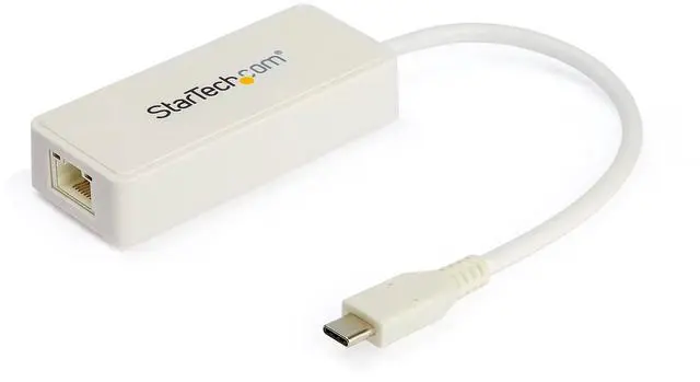 Main image of StarTech.com USB C to Gigabit Ethernet Adapter with USB A Port - White 1Gbps NIC USB 3.0/3.1 Type C to RJ45 Port/LAN Network Adapter TB3