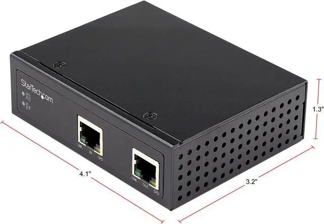 Alt view image 2 of 5 - StarTech.com Industrial Gigabit PoE Extender,  60W 802.3bt PoE++ 100m/330ft