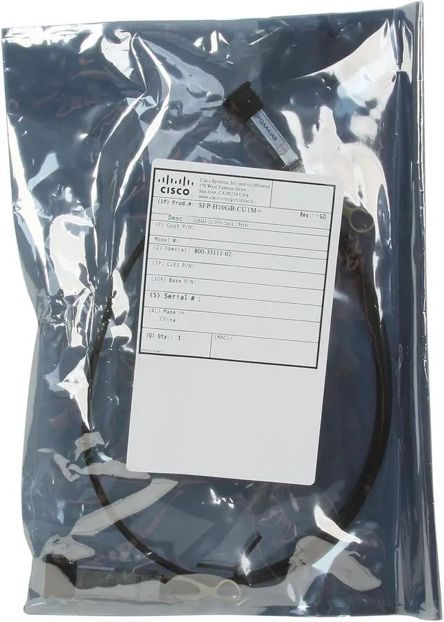 Alt view image 3 of 3 - Cisco 10GBase-CU Cable, 3.28ft