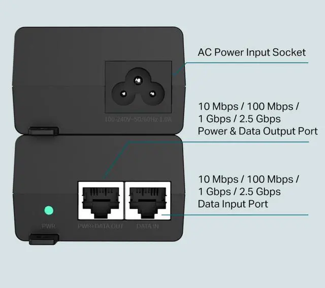 Alt view image 3 of 6 - TP-Link TL-PoE260S 802.3at/af 2.5G PoE+ Injector | Non-PoE to PoE Adapter | Supplies up to 30W (PoE+) | Plug & Play | Desktop/ Wall-Mount | Distance Up to 328 ft. | UL Certified