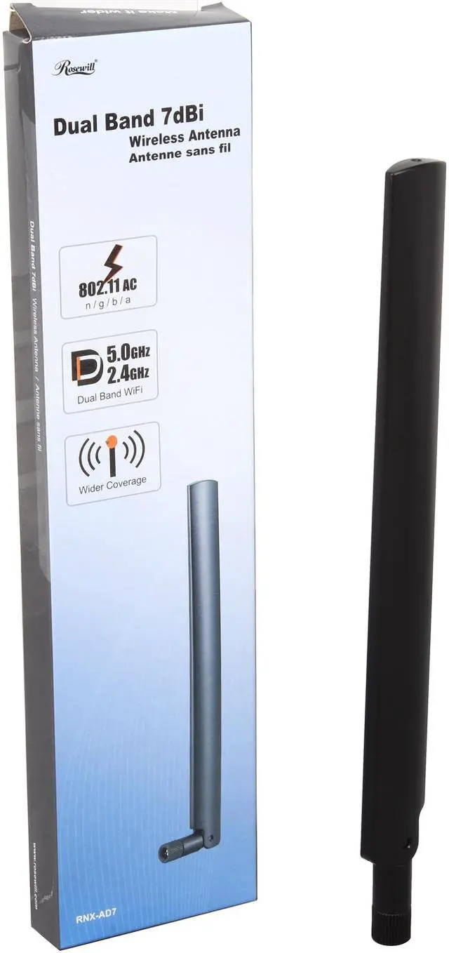 Alt view image 4 of 4 - Rosewill RNX-AD7 - High Power / Gain True 7dBi Dual Band Network Omni Directional Antenna, Range Extender for Your Routers