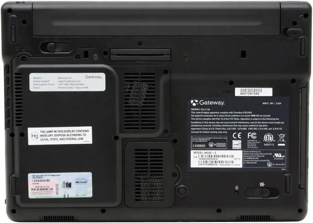Alt view image 10 of 12 - Gateway Laptop Intel Core 2 Duo T7400 1GB Memory 80GB HDD Intel GMA 950 14.1" Windows XP Professional M255-E(277254-7)