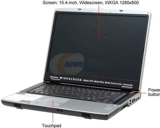 Alt view image 2 of 14 - Gateway Laptop Intel Pentium M 735 512MB Memory 60GB HDD Intel Extreme Graphics 2 15.4" Windows XP Home 6518GZ