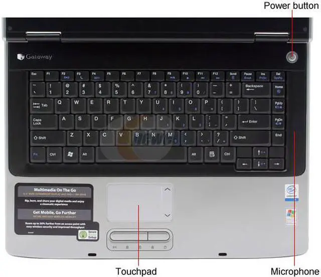 Alt view image 4 of 14 - Gateway Laptop Intel Celeron M 370 512MB Memory 60GB HDD Intel GMA 900 15.4" Windows XP Home MX6124