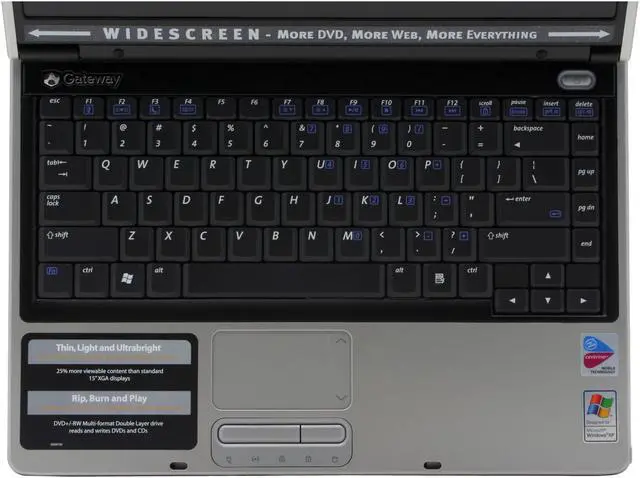Alt view image 4 of 13 - Gateway Laptop Intel Pentium M 735 512MB Memory 80GB HDD Intel Extreme Graphics 2 14.0" Windows XP Home MX3560
