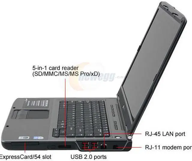 Alt view image 2 of 14 - Gateway Laptop Intel Pentium T2330 2GB Memory 160GB HDD Intel GMA X3100 15.4" Windows Vista Home Premium MT6729