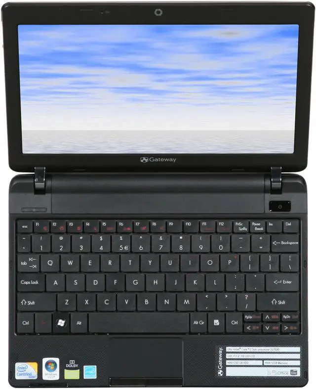 Alt view image 6 of 8 - Gateway Laptop Intel Core 2 Solo ULV SU3500 2GB Memory 250GB HDD Intel GMA 4500MHD 11.6" Windows Vista Home Premium EC1803u