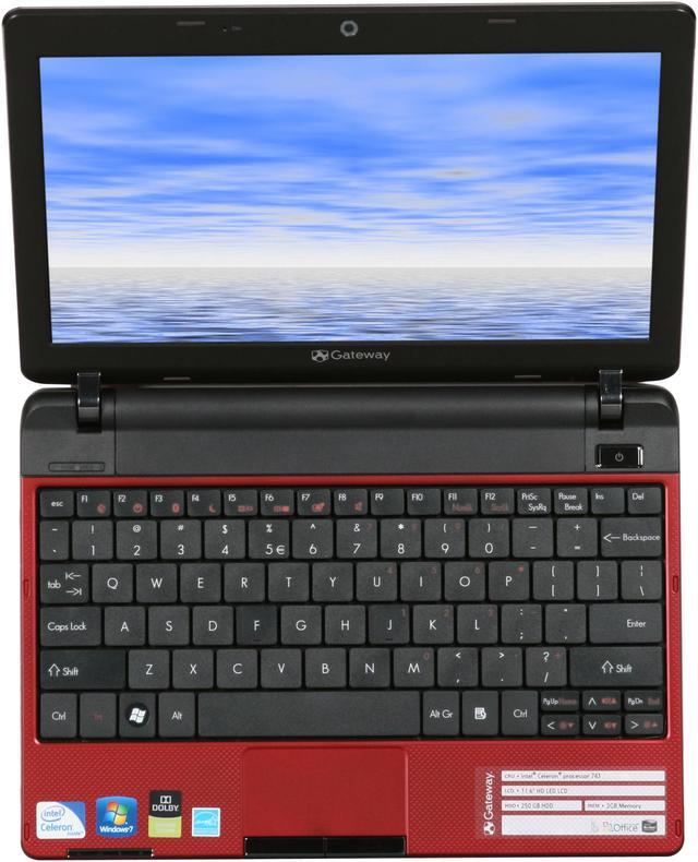 Alt view image 6 of 8 - Gateway EC Series EC1433u Cherry Red Intel Celeron M 743(1.30 GHz) 11.6" 2GB Memory 250GB HDD Netbook