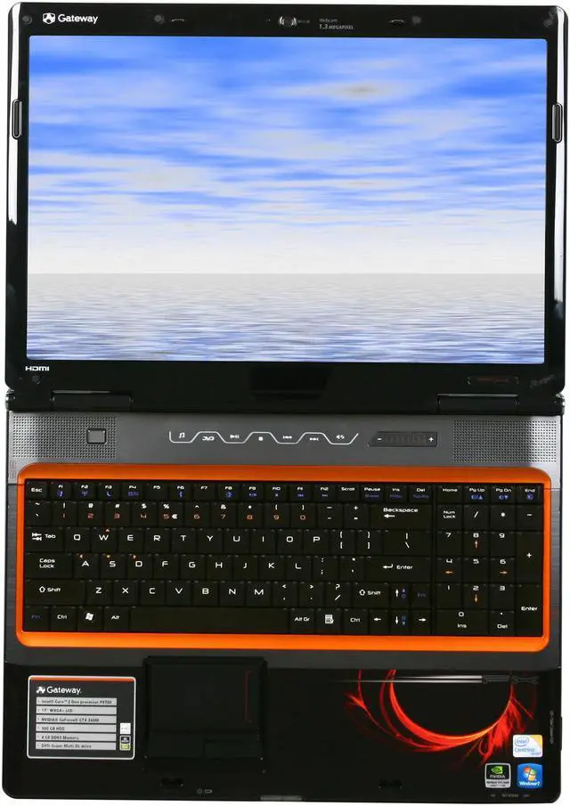 Alt view image 6 of 8 - Gateway Laptop Intel Core 2 Duo P8700 4GB Memory 500GB HDD NVIDIA GeForce GTX 260M 17.0" Windows 7 Home Premium 64-bit P-7908u FX Edition