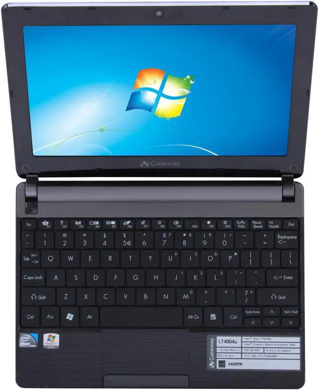 Alt view image 6 of 8 - Gateway LT Series LT4004u Black Intel Atom N2600(1.60 GHz) 10.1" WSVGA 1GB DDR3 Memory 250GB HDD Netbook