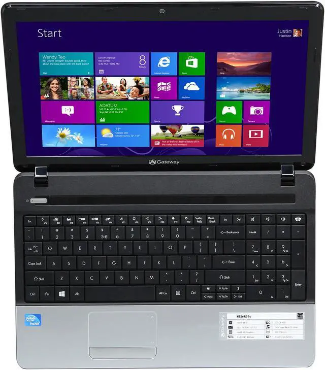 Alt view image 6 of 8 - Gateway Laptop Intel Celeron B830 4GB Memory 320GB HDD Intel HD Graphics 15.6" Windows 8 64-Bit NE56R31u