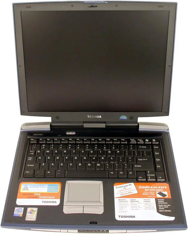 Alt view image 2 of 10 - TOSHIBA Laptop Satellite 2.80GHz 512MB Memory 60GB HDD Trident CyberBlade XP2 15.0" Windows XP Home A25-S279