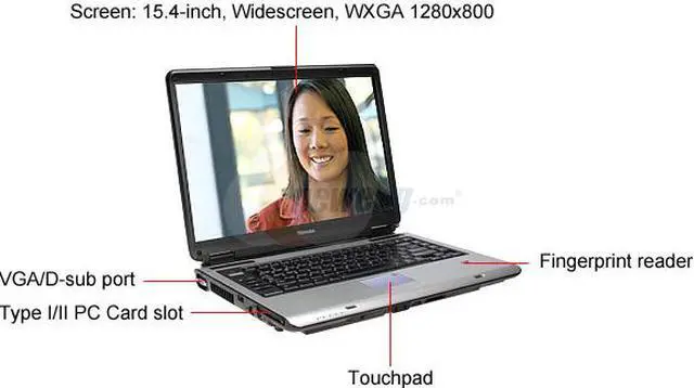 Alt view image 3 of 3 - TOSHIBA Laptop Satellite Intel Core 2 Duo T5500 2GB Memory 240GB HDD Intel GMA 950 15.4" Windows Vista Ultimate A135-S4499