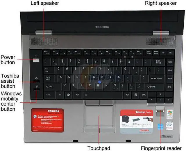 Alt view image 4 of 15 - TOSHIBA Tecra 15.4" Intel Core 2 Duo T7250 1GB Memory DDR2 667 Windows XP Professional PTS52U-07Q01M