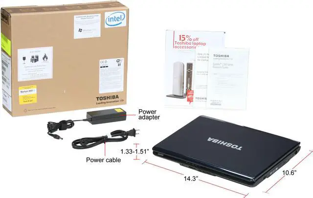 Alt view image 9 of 9 - TOSHIBA Laptop Satellite Intel Pentium T4200 2GB Memory 250GB HDD Intel GMA 4500M 15.4" Windows Vista Home Premium L305-S5962