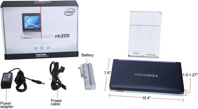 Alt view image 8 of 8 - TOSHIBA NB205-N312/BL Royal Blue Intel Atom N280(1.66 GHz) 10.1" WSVGA 1GB Memory 160GB HDD Netbook