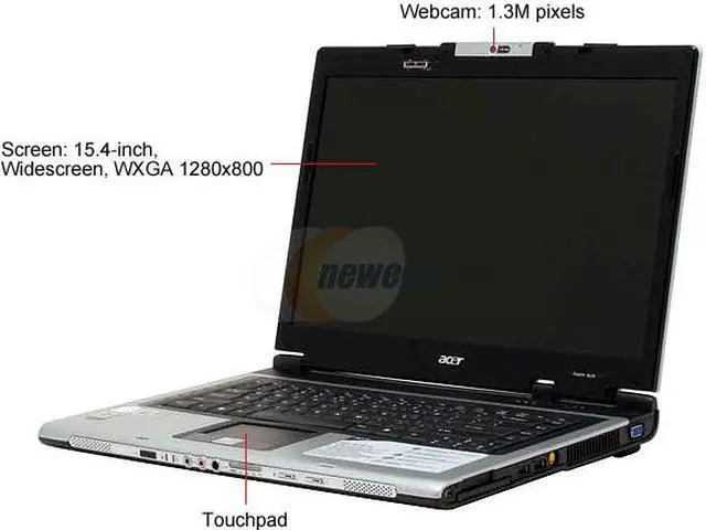Alt view image 2 of 16 - Acer Aspire 15.4" Intel Core Duo T2300 1GB Memory DDR2 533 Windows XP Home LX.ATD05.014
